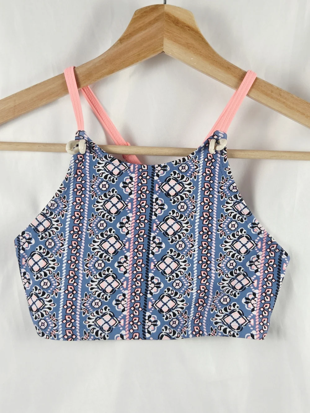Justice Girls Blue & Pink Patterned Swimsuit Tank Top Size 10